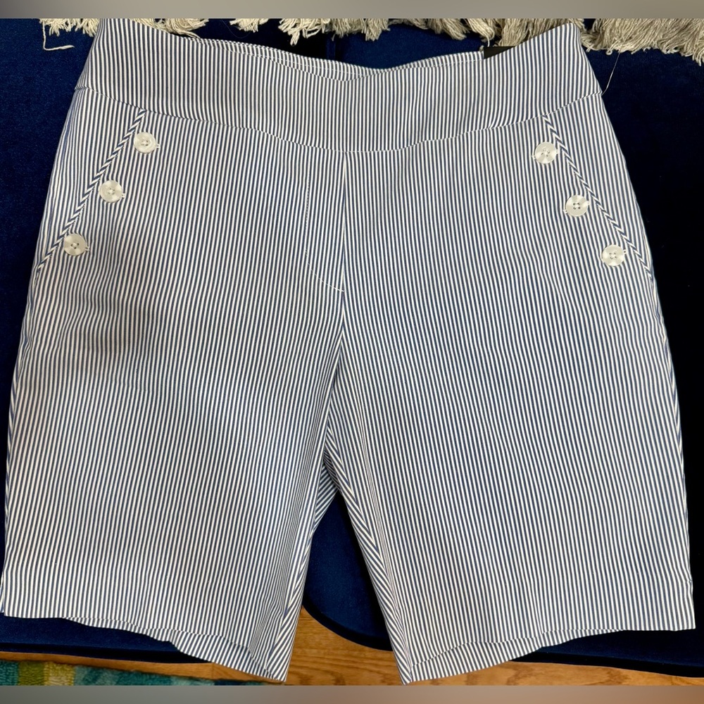 Counterparts Navy and White Striped Women's Bermudas